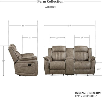 Lexicon Recliner Living Room Set, Home Theater Seating, Manual Polished - Image 2