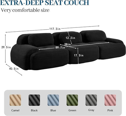 Boneless Sectional Couch, No Assembly Required, 117.3” Modular Cloud Sofa - Image 3