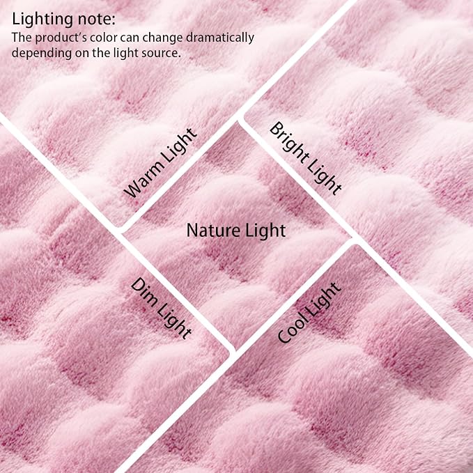 Pink Rabbit Plush Rug 8'x10', Fluffy Shaggy Area Rug - Image 5
