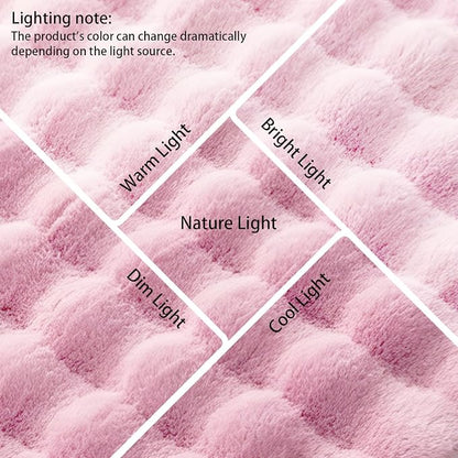 Pink Rabbit Plush Rug 8'x10', Fluffy Shaggy Area Rug - Image 5