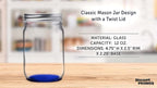 DISCOUNT PROMOS 10 Decorating Mason Jars Set, 12 oz. - Canning, Aluminum Lid - Blue