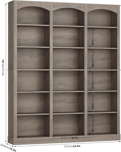 FACBOTALL 71" Triple Wide Bookshelf, 6 Tier Tall Bookshelf, Large Bookcase - Image 3
