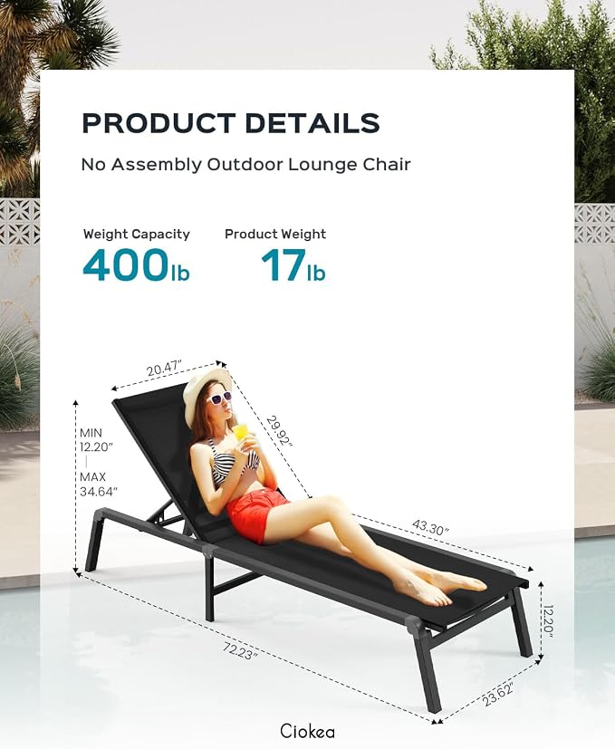 Ciokea Aluminum Foldable Lounge Chairs Set of 4 - Image 2