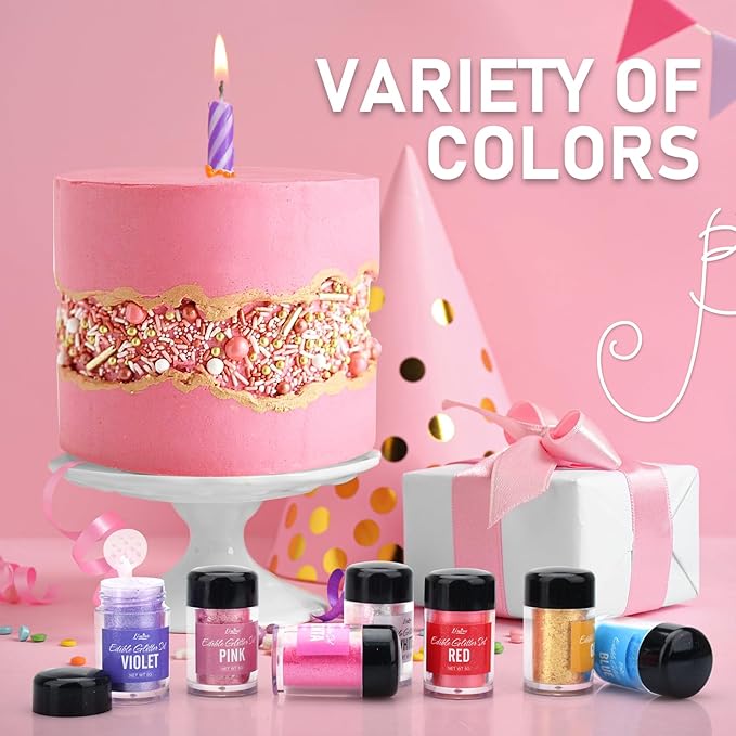 Edible Glitter - 30g Edible Luster Dust Metallic Food Grade Coloring Glitter for Drinks, Baking, Cake Decorating - Edible Dust Powder Shimmer Sprinkle Powder for Icing, Wine, Chocolate, Candy (Silver)