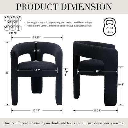 Modern Sherpa Dining Chairs Set of 8, Upholstered Barrel Chairs - Image 2