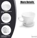 Pour Over Coffee Maker, Single White Ceramic Pour Over with 3 Holes, Medium Coffee Dripper for Shop, Home, Office and Bar
