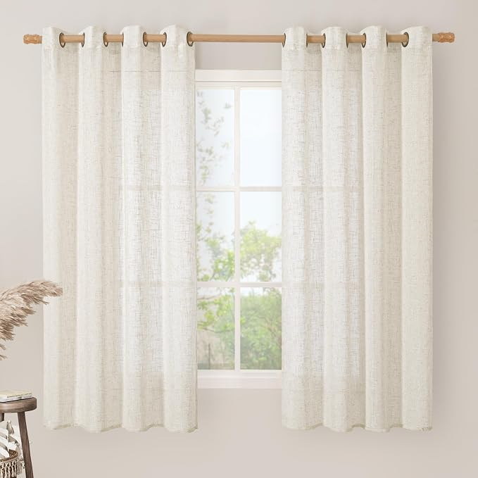 68 Inch Semi Sheer Linen Curtains by LAMIT