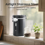 Veken Coffee Canister, 39OZ Large, Airtight Stainless Steel Food Storage Container for 2.2lbs Coffee Beans, Ground, Sugar, Tea, Flour, Rice, Cereal, Cookies Jars, Bar Accessories & Gifts, Black