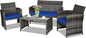 Goplus 4-Piece Rattan Patio Furniture Set, Outdoor Wicker Conversation Sofa by Goplus