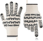 BBQ Gloves 932℉ Heat Resistant Oven Gloves, Cooking Gloves for BBQ, Grilling, Baking,Cutting, Smoker Fireplace-1 Pair (Black)