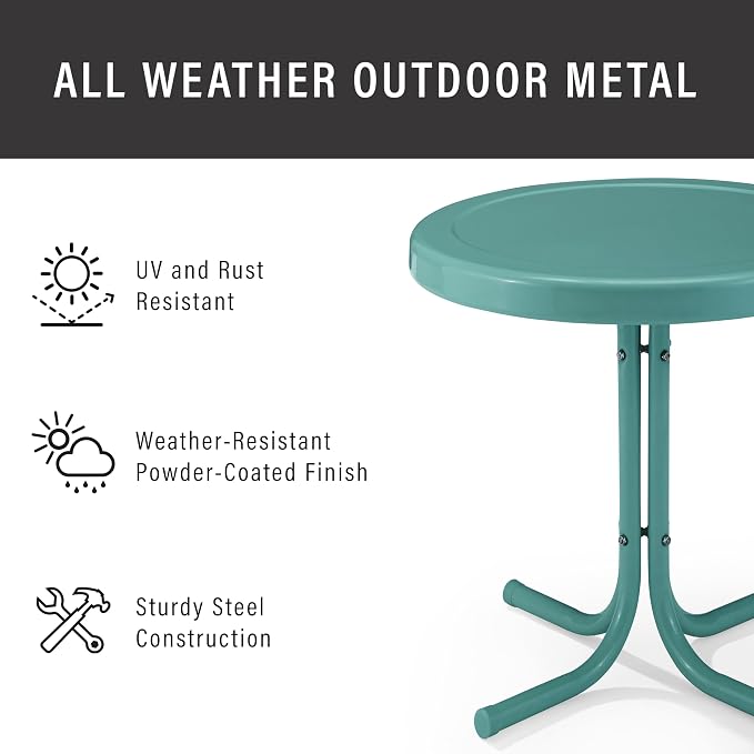 Crosley Furniture Griffith Weather Resistant Retro Metal Outdoor Side Table - Image 4