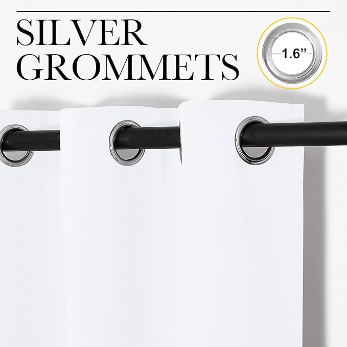 NICETOWN White Lightweight Fabric Curtain Panels, 48 inch Length, Non-Blackout - Image 2