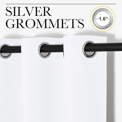NICETOWN White Lightweight Fabric Curtain Panels, 48 inch Length, Non-Blackout - Image 2