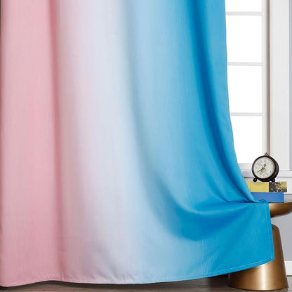Pink and Blue Ombre Curtains for Bedroom 72 Inch Long | Room Darkening Curtains - Image 6