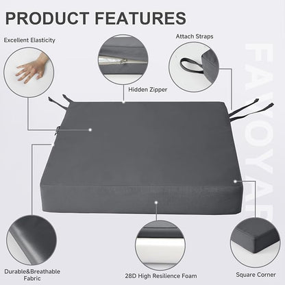 Favoyard Patio Chair Cushions 20 x 20 x 3 Inch Waterproof Outdoor Seat Cushions - Image 6