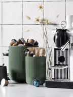 LE TAUCI Utensil Holder, 7.3"+5.4" Ceramic Kitchen Utensil Holder for Countertop, Large Cooking Utensil Crocks for Kitchen Counter, Morden Utensil Organizer for Spatula, Set of 2, Forest Green