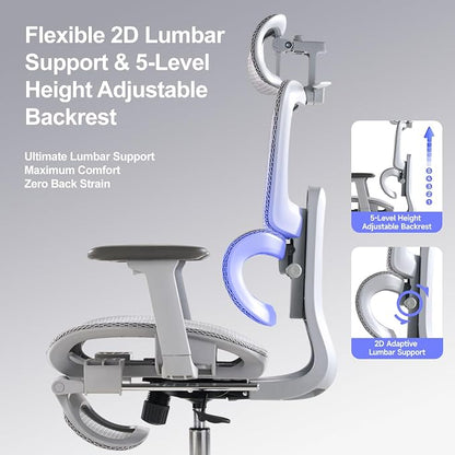 Office Chair with Footrest, Ergonomic Chair with 3D Headrest, Computer Chair - Image 6