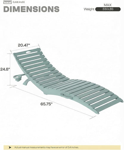 Folding HDPE Pool Lounge Chairs Set of 4, Pre-Assembled Outdoor Chaise Lounge - Image 2