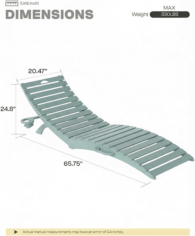 Folding HDPE Outdoor Chaise Lounge - Image 2