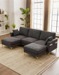Karl home 99.6" Sectional Sofa, U-Shaped Chenille Upholstered Couch by Karlhome