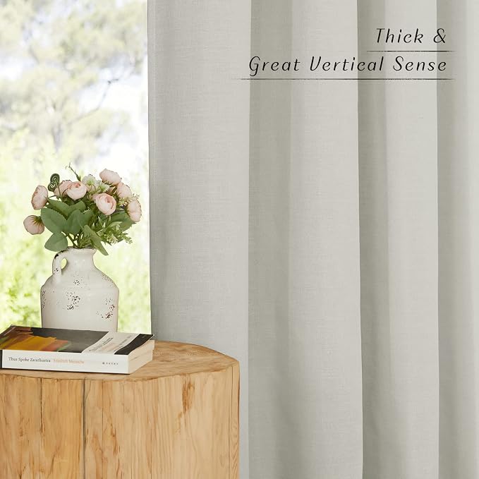 NICETOWN Linen Gray Window Curtains 84 inches Long, Grommet Thick Linen Blend - Image 3