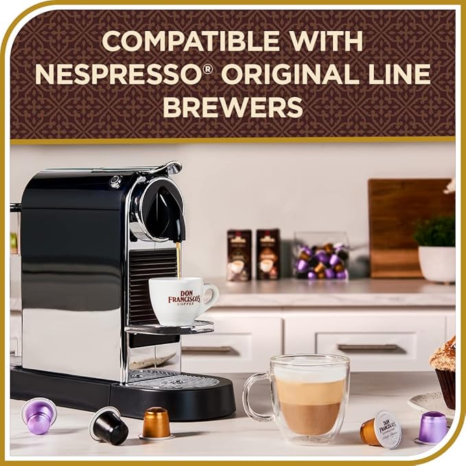 Don Francisco's Clasico Espresso Pods: 80 Recyclable Aluminum Capsules, Intensity 9 Dark Roast, Compatible with Nespresso Original Line Machines - Bold Cuban-Style with Spicy Chocolate Notes