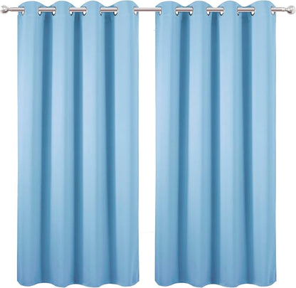Sky Blue Blackout Curtains 66 x 63 Inch Length/Set of 2 Curtain Panels/Thermal - Image 9