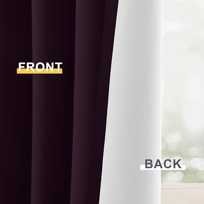 Yakamok Dark Purple 100% Blackout Curtains 84 Inches Long 40" Wide 2 Panels | - Image 6