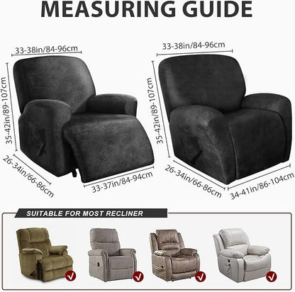 ANARACHON Leather Look Oversize Recliner Chair Covers, Thick 4 Pieces Recliner - Image 3