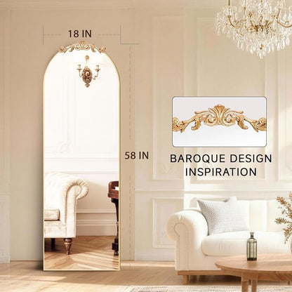 MISSDAY Vintage Baroque Full Length Mirror, Full Metal Frame Stand Up Retro - Image 2