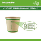 8 oz Paper Hot Cups (Squat), Tree-Less™ Compostable Paper Coffee Cups, Extra Strength, Tree-Free and Made Without PFAS, Natural Brown (1000 Count)