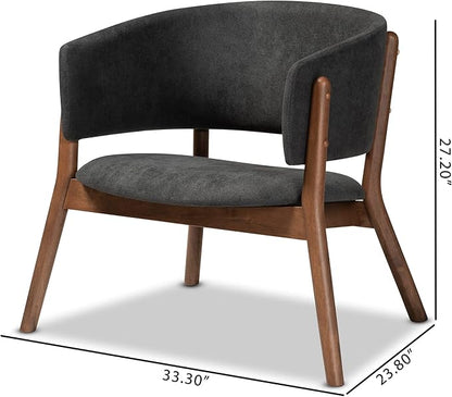 Baxton Studio Baron Mid-Century Modern Dark Grey Fabric Upholstered and Walnut - Image 3