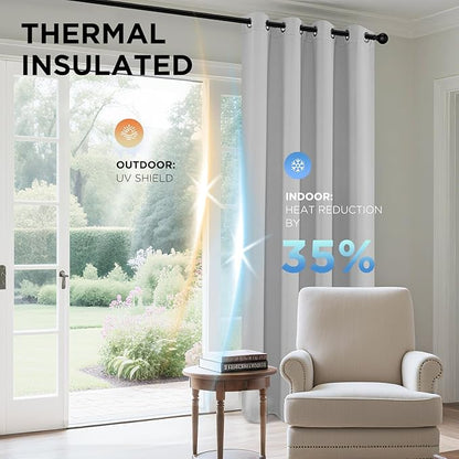 Joydeco White Curtains 90 Inches Long 2 Panels Set, Thermal Insulated Long - Image 5