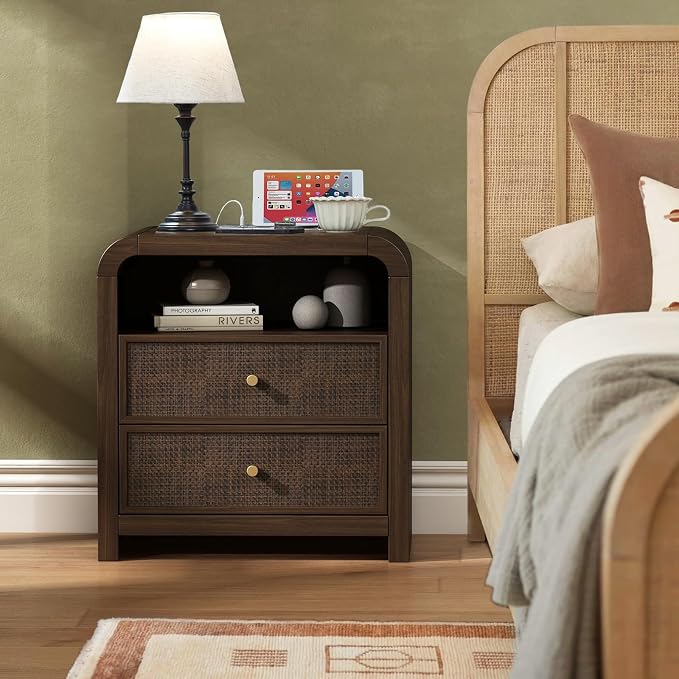 Oak&Sparrow Rattan Nightstand Set of 2, 23.6'' Rattan End Table - Image 9