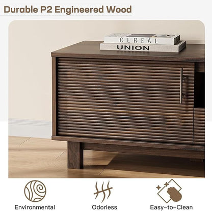 Marsail Mid Century Modern TV Stand up to 65 Inches, Fluted Entertainment Center - Image 6