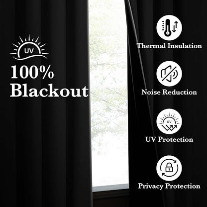 NICETOWN 100% Blackout Off White Curtains - Image 3