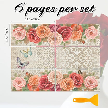 6 Sheets Roses Rub on Transfers - Image 2