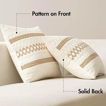 MIULEE Set of 2 Neutral Boho Decorative Pillow Covers 20x20 Inch | Farmhouse - Image 6