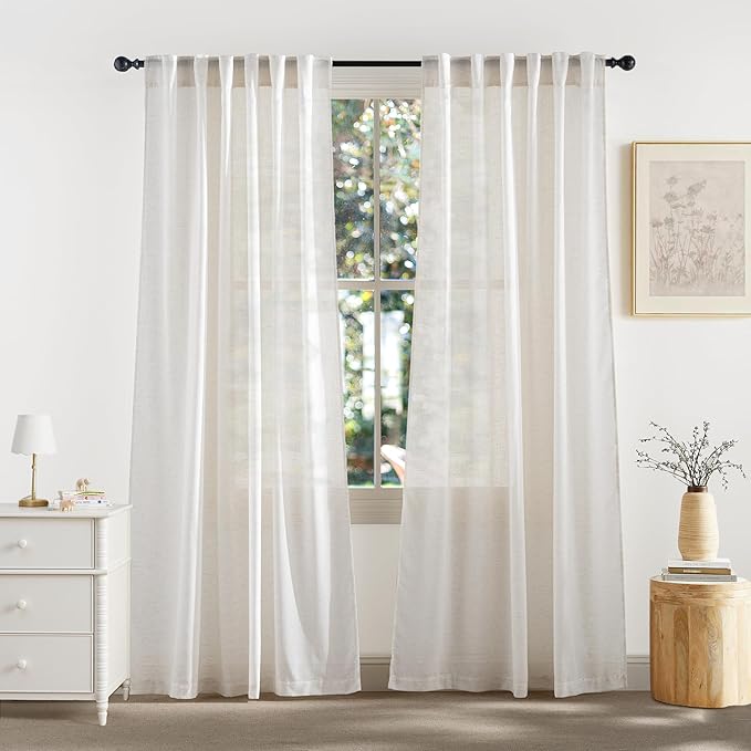 RYB HOME Sheer Curtains 108 inches, Extra Long Floor to Ceiling Curtains | by RYBHOME