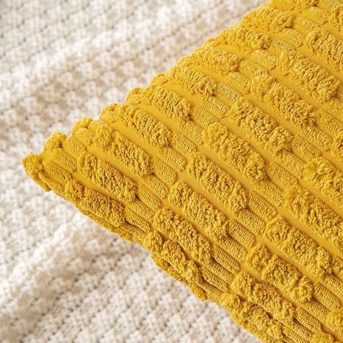 MIULEE Decorative Throw Pillow Covers 16x16 Mustard Yellow Pack of 2 | Soft - Image 2