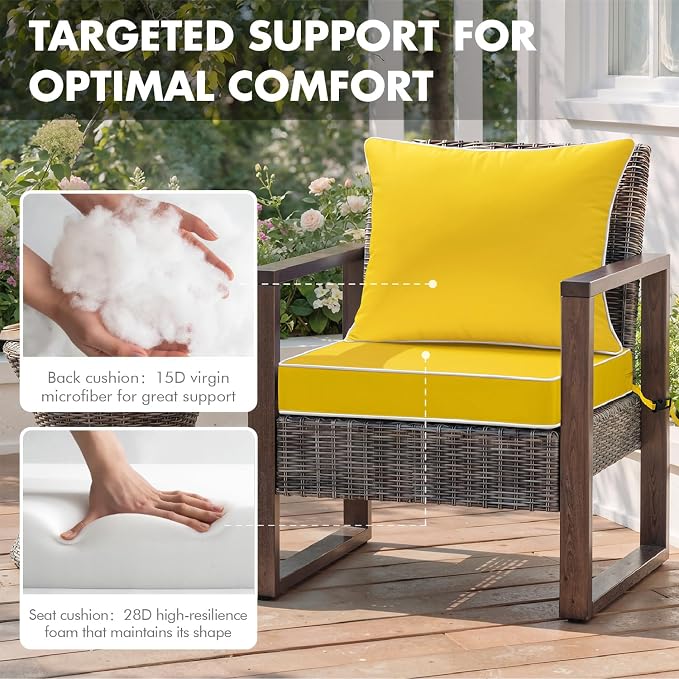 MIULEE Yellow Outdoor Seat Cushion 24x24 Inch Waterproof & 3 Year Fade - Image 6