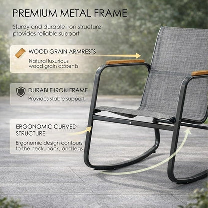 Kozyard 3-Piece Rocking Chair Set, Outdoor Rocking Textilene Bistro Set - Image 4