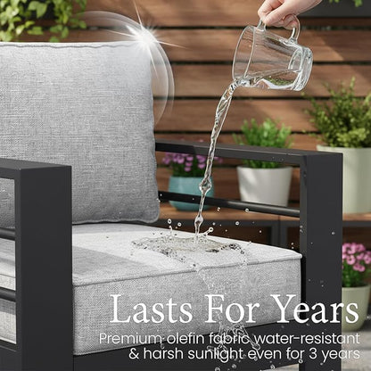 LayinSun Outdoor Aluminum Furniture Set, 5 Pieces Patio Sectional Conversation - Image 3
