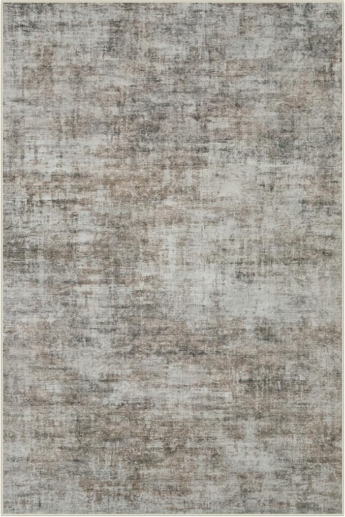 10x14 Area Rugs for Living Room: Washable Abstract Brown Black Carpet | - Image 3