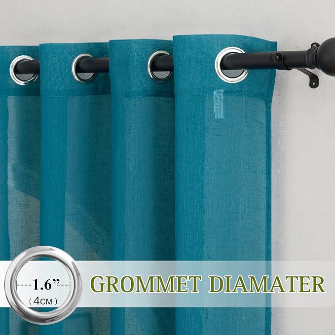 NICETOWN Semi Sheer Curtains Flax Linen Texture, Grommet Retro Linen Weave - Image 5