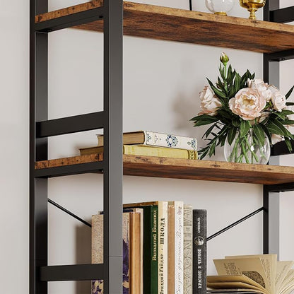 IRONCK Bookshelf, 31.5in Wide Shelf 6 Tier Bookcase, 110lbs/shelf Vintage - Image 4