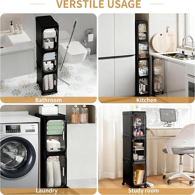 5-Tier Tall Narrow Storage Cabinet, Slim Bathroom Storage Cabinet - Image 5