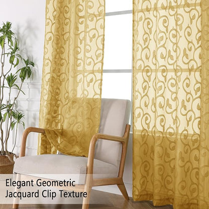 Furman Gold Sheer Curtains 63 inch Length - Image 6