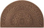 Mibao Door Mat Outdoor Indoor, 23.5" x 35.5", Half Round Door Mats, Non-Slip Front Door Mats Outdoor, Dirt Trapper Welcome Mats for Front Door, Back Door, Shoe Scraper, Coffee