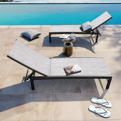 Crestlive Products Pool Lounge Chair Outdoor Set of 2, Chaise Lounge Chairs - Image 7